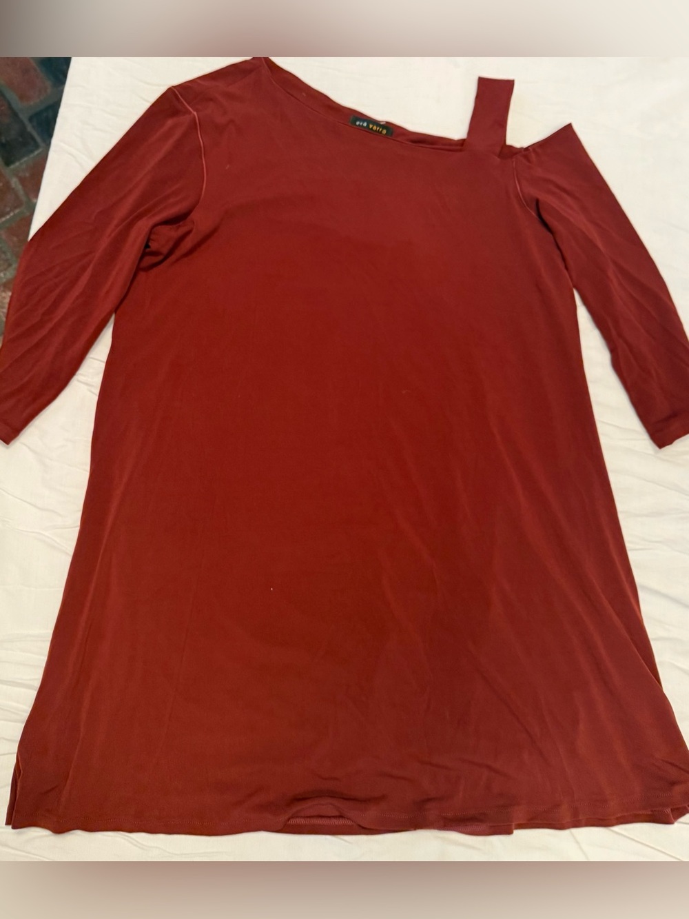 NWT Eva Varro One Shoulder Flared Tunic Cognac size M Made USA